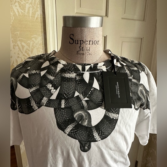 Marcel Burlon LEONARDO SNAKE-PRINT T-SHIRT WHITE/BLACK IN WHITE MULTICOLOR Large - Picture 2 of 9